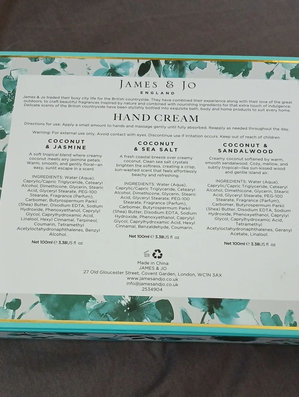 James & Jo Coconut Handcream Trio Gift Set